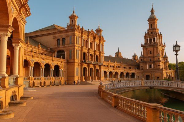 Plaza de España in Sevilla during a sunny summer day, ideal for a one-day itinerary